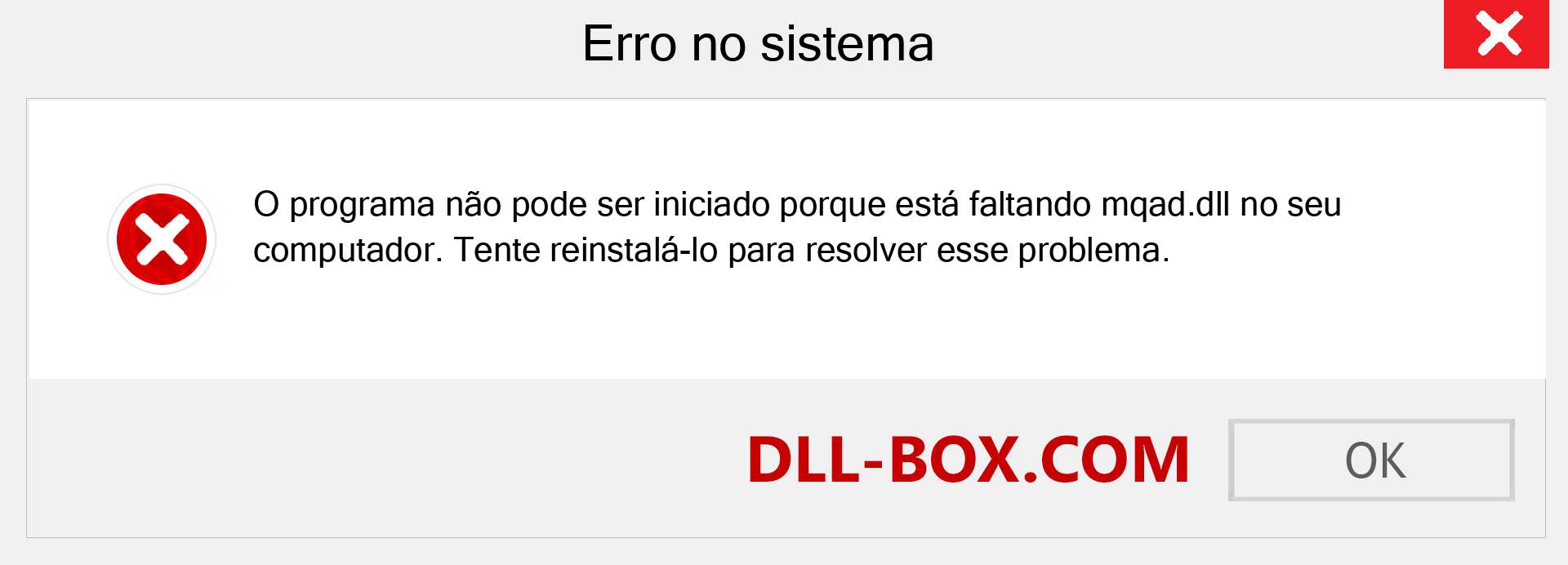 Arquivo mqad.dll ausente ?. Download para Windows 7, 8, 10 - Correção de erro ausente mqad dll no Windows, fotos, imagens